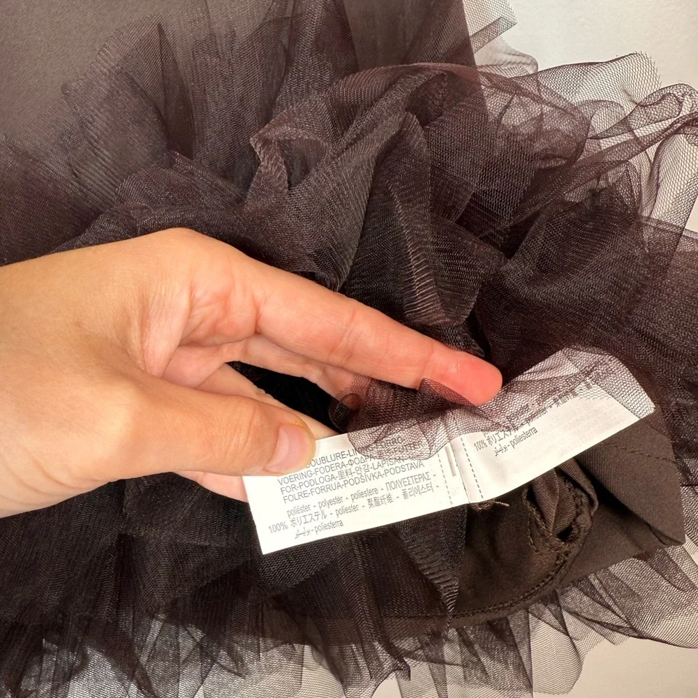 Zara Tulle Dress With‎ Voluminous Hem in Mocha Brown - Picture 8 of 8